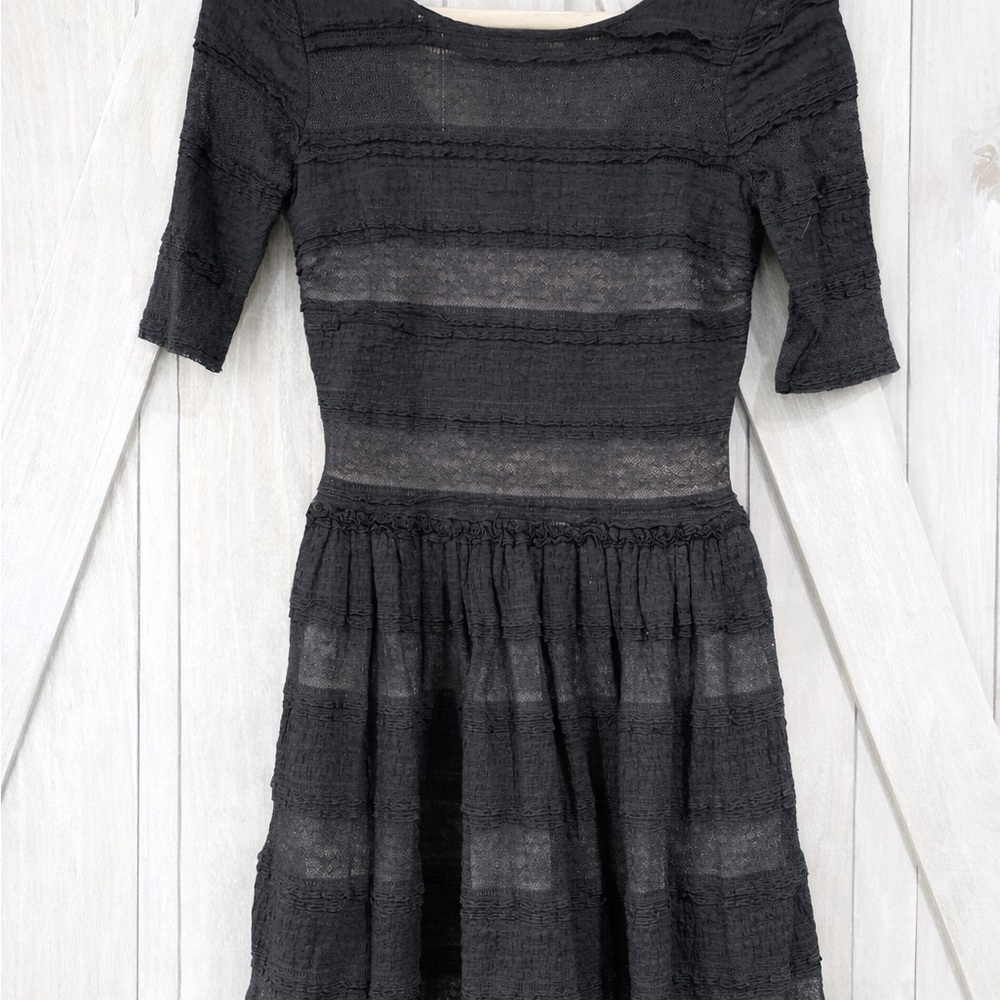 BCBGMAXAZRIA Black Lace Fit & Flare Cocktail Dress XS Pockets